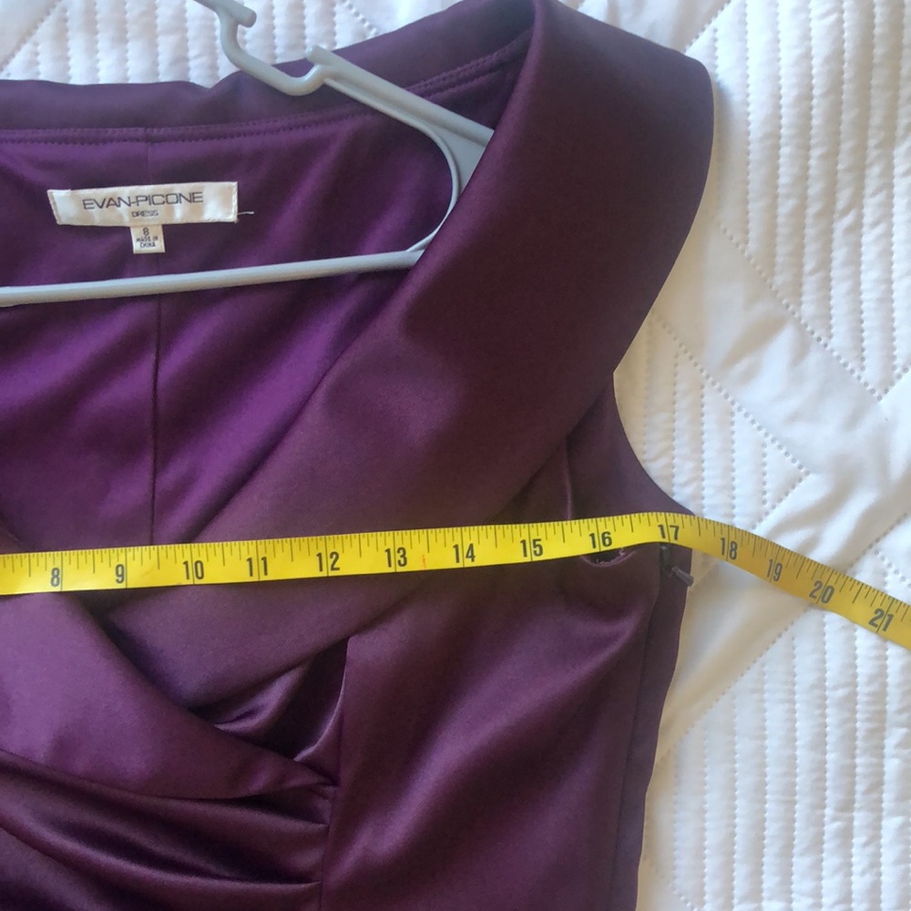 Evan-Capone women’s Cocktail Dress Size 8 Plum color. Sleeveless midi length - Picture 8 of 12